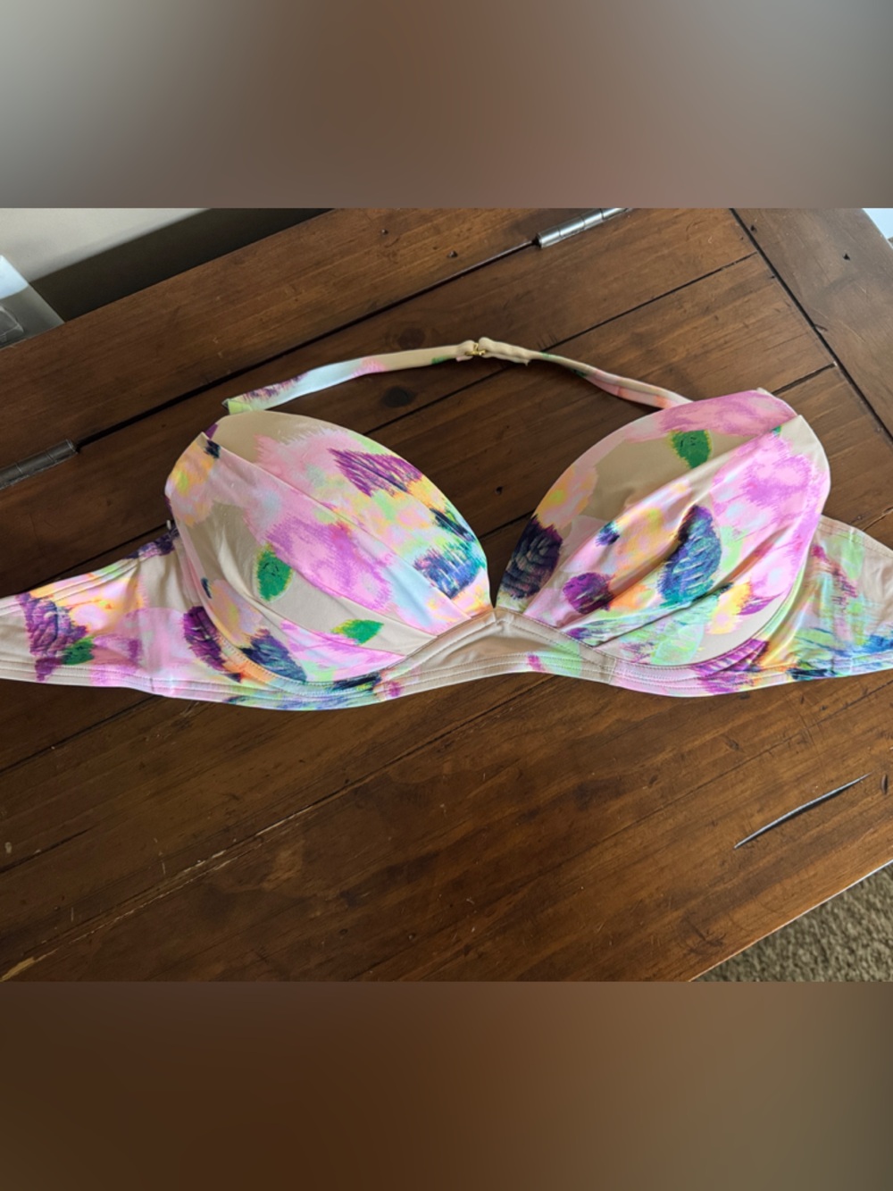 SOLD Adjustable Victoria Secret Floral Pastel Underwire Bikini Top 36c